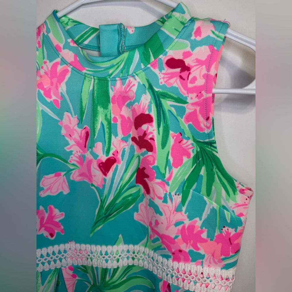 Lilly Pulitzer Girls Leesi Dress Aqua Al Fresco Isn’t She Lovely Size 14 - Picture 6 of 7